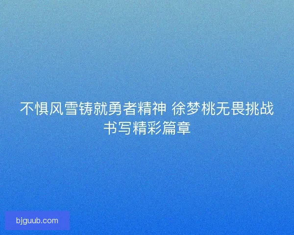 不惧风雪铸就勇者精神 徐梦桃无畏挑战书写精彩篇章