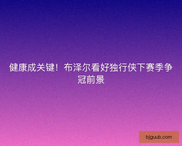 健康成关键！布泽尔看好独行侠下赛季争冠前景
